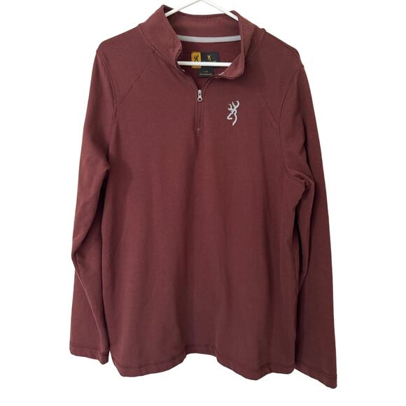 Browning 1/4 Zip Long Sleeve Cotton‎ Blend Hunting Pullover Size Large - Picture 1 of 6